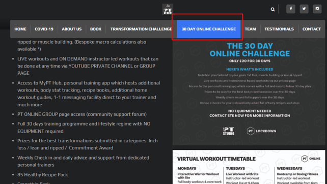 Halaman tantangan online 30 hari