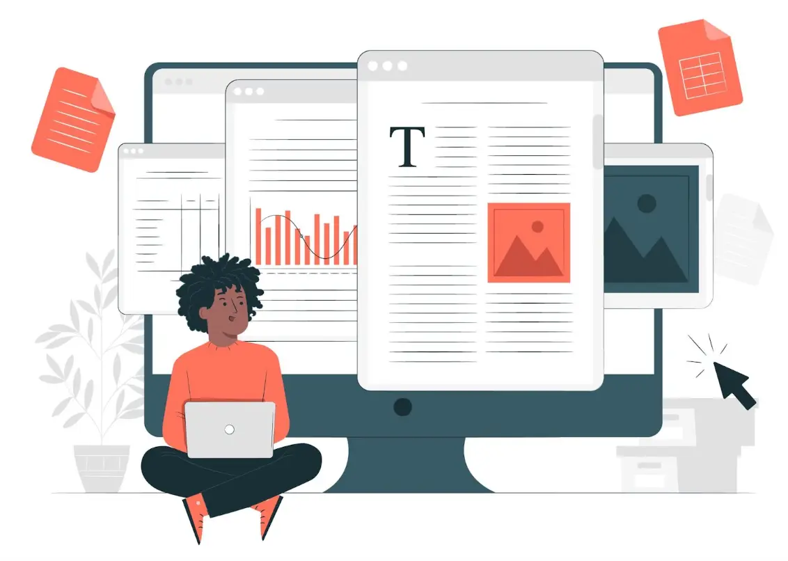 uma pessoa escrevendo ilustração de conteúdo