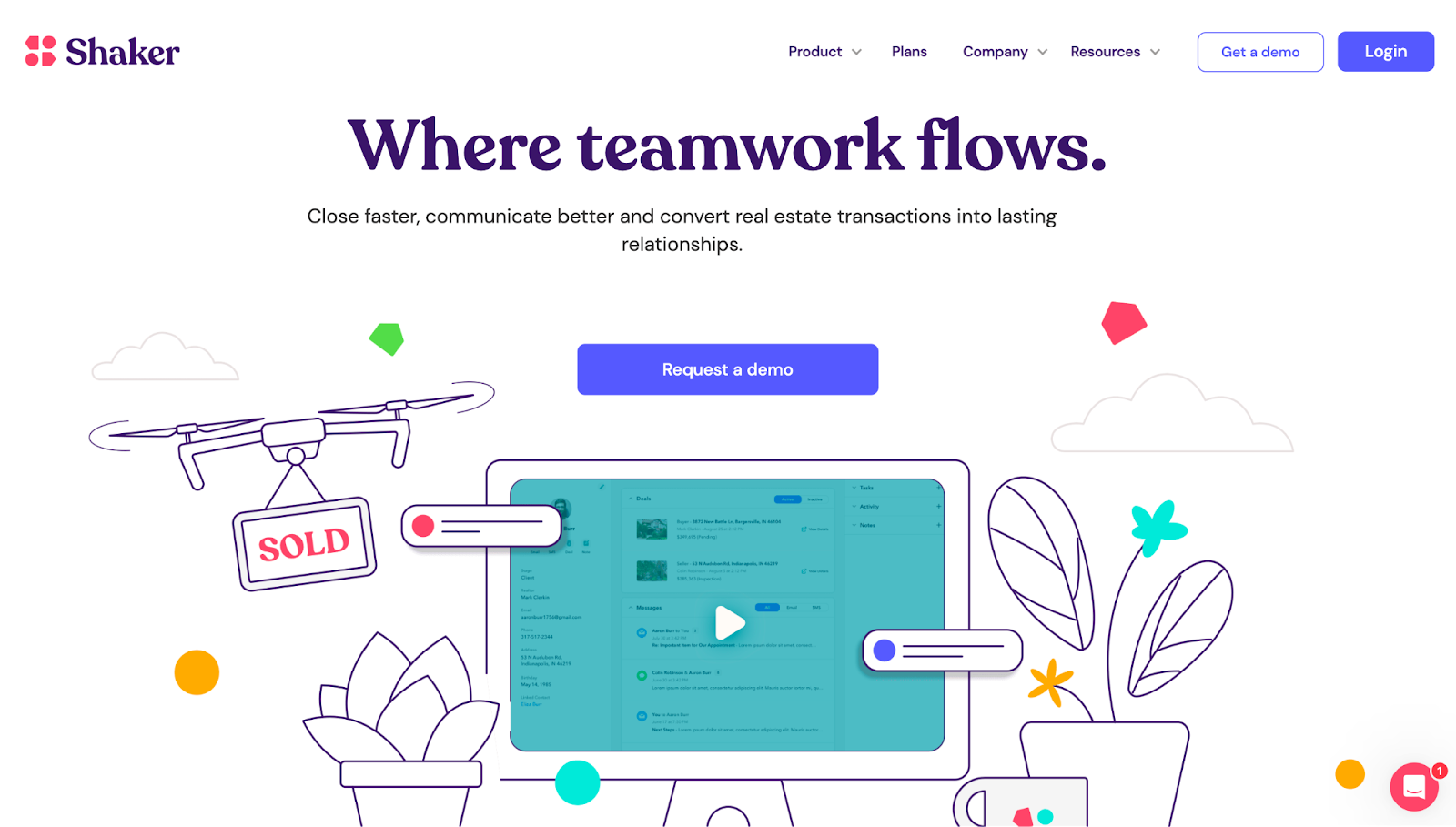 Shaker 거래 관리 시스템 웹사이트 홈페이지 스크린샷