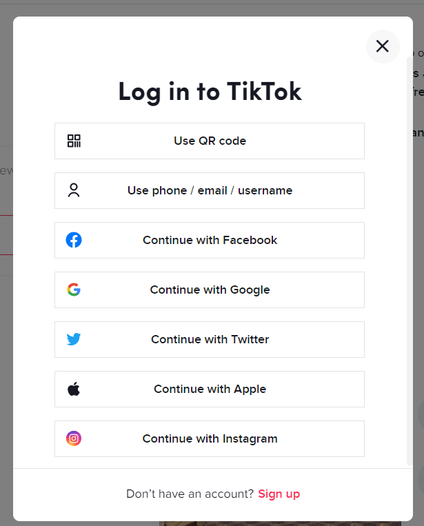 登錄到您的 TikTok 帳戶