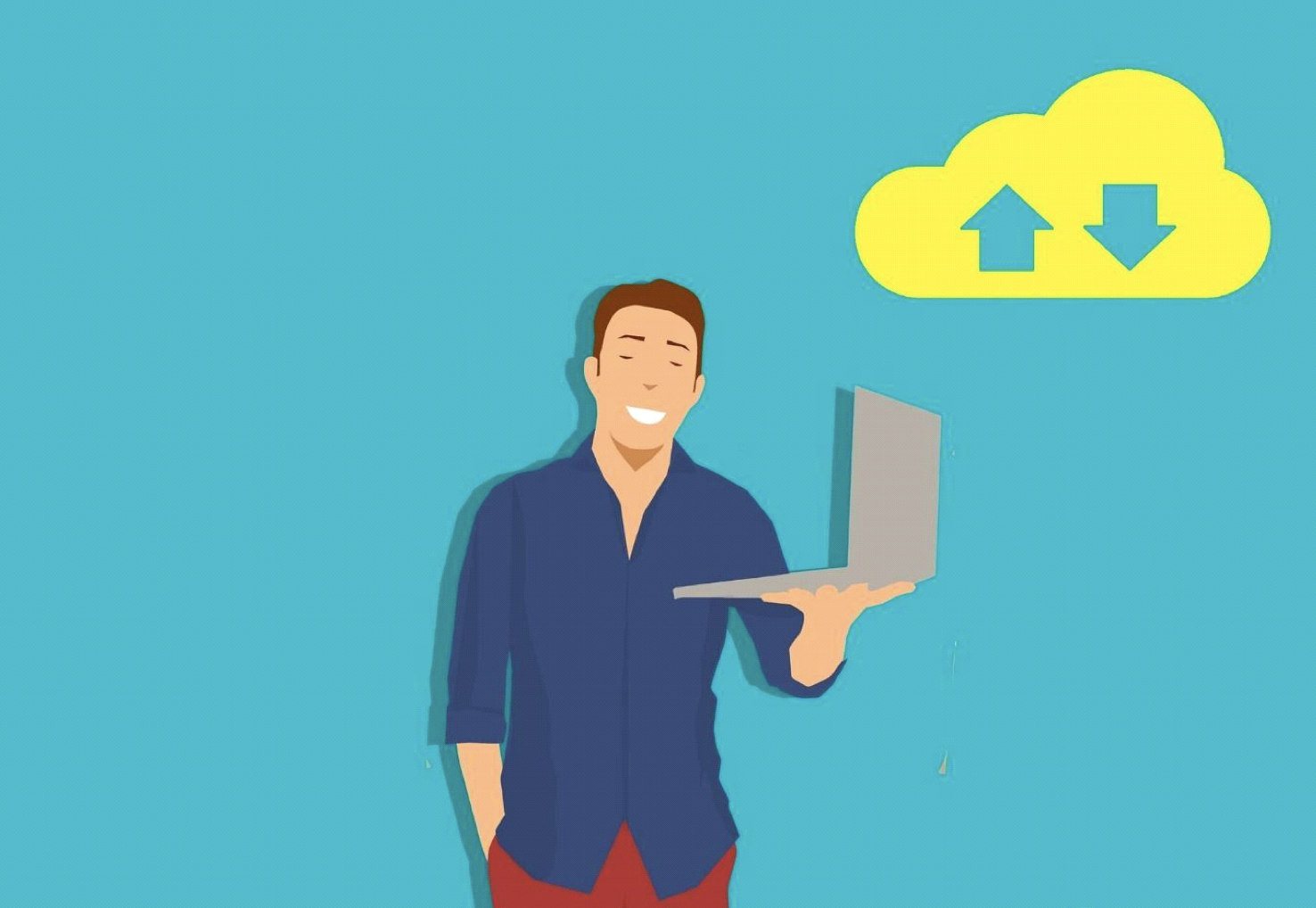 ilustração de homem segurando um laptop