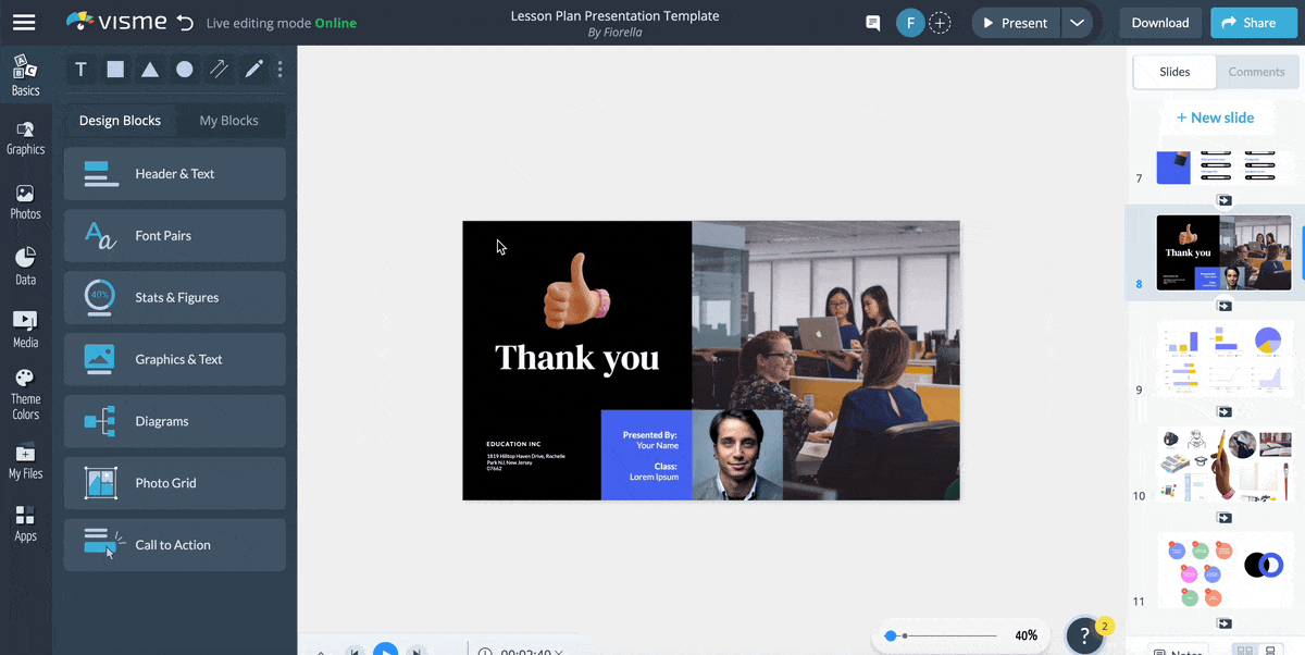 GIF 使用弹出窗口或可点击链接显示演示文稿模板中的信息。
