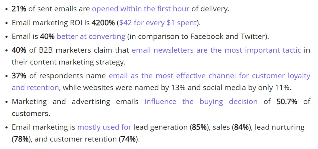 إحصائيات التسويق عبر البريد الإلكتروني