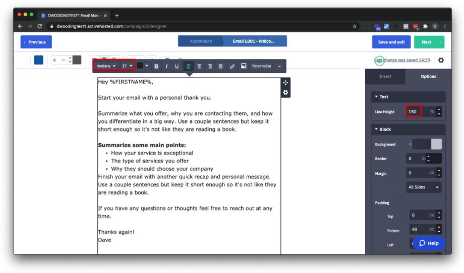 Ukuran font Verdana 17