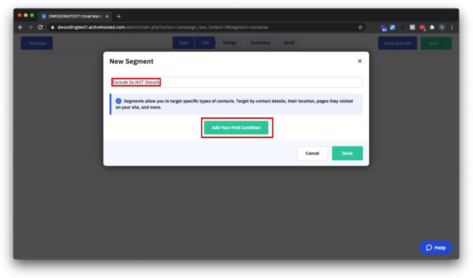 Klik tambahkan kondisi pertama Anda