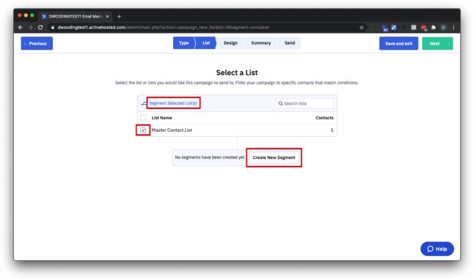 Klik buat segmen baru