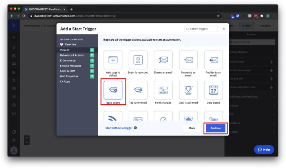 Pilih tag ditambahkan