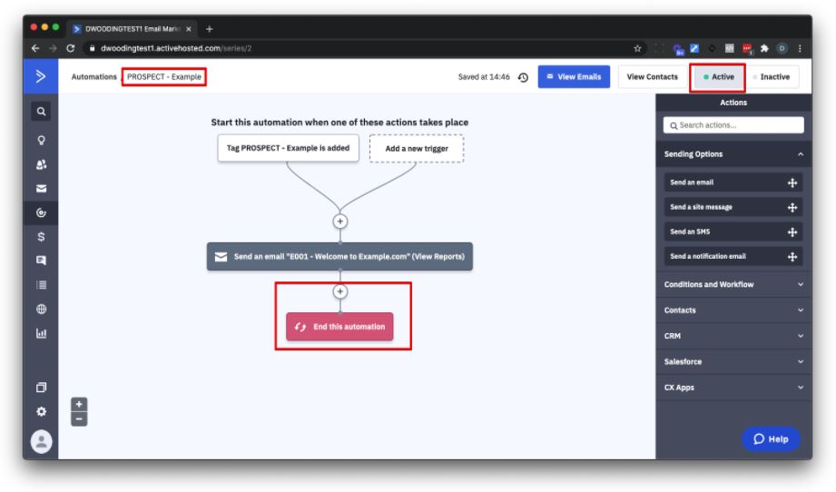 Klik akhiri otomatisasi ini