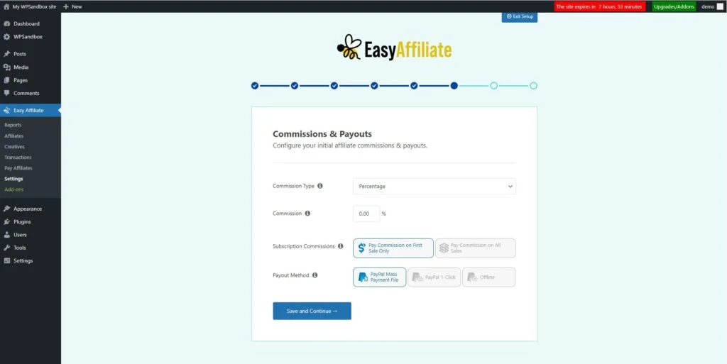 スクリーンショット-8 |簡単アフィリエイト Setting commissions and payouts in easy affiliate