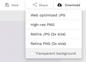 menu suspenso de download do snappa