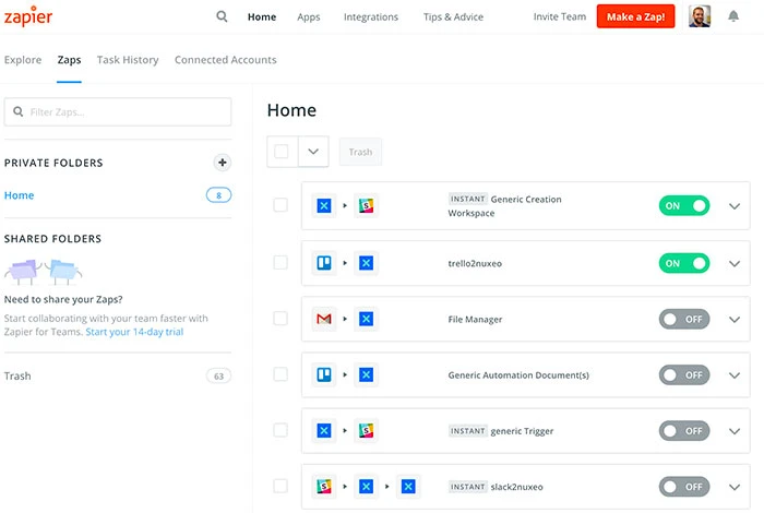 zapier este unul dintre cele mai bune instrumente de marketing digital AI