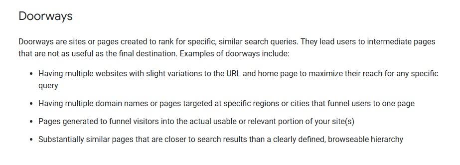 Schermata delle porte di Google