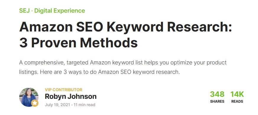 Скриншот статьи SEJ AmazonKeyword Research