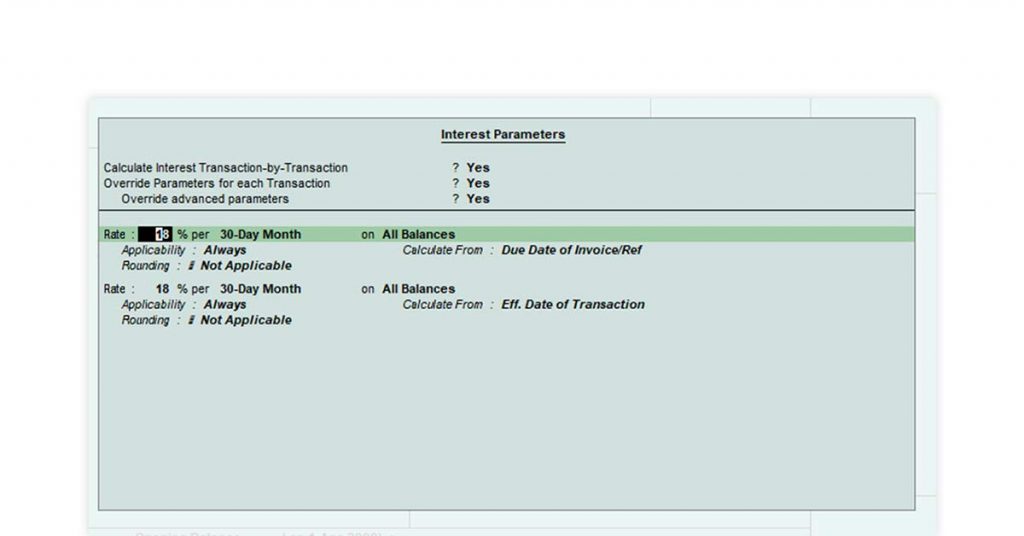 Calcul des intérêts transaction par transaction dans Tally