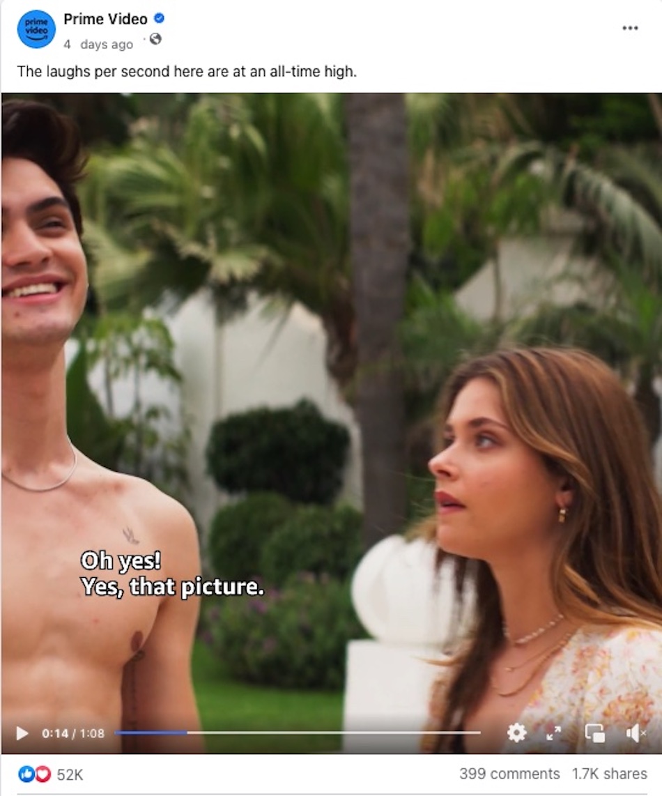 Prime Video 的 Facebook 帖子展示了該頻道節目中隨機視頻剪輯的劇照。