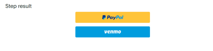 Ergebnis nach der Integration von Venmo mit Web/App