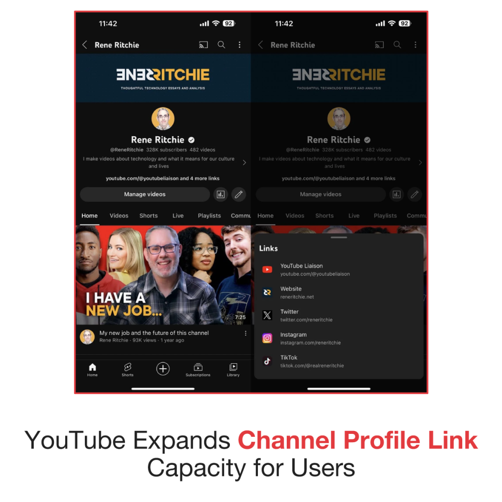 link do perfil do canal