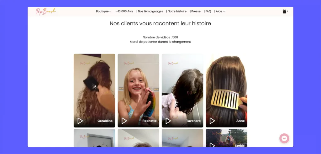 影片內容的社交證明範例