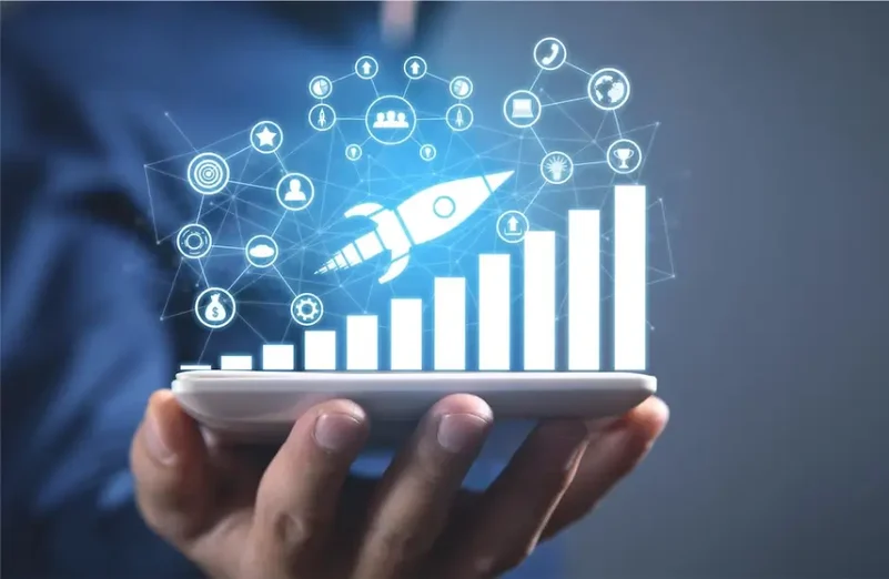 الرسم البياني والصواريخ على الكمبيوتر اللوحي