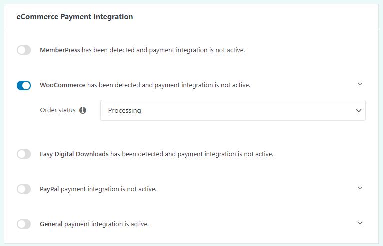 Easy Affiliate WooCommerce settings