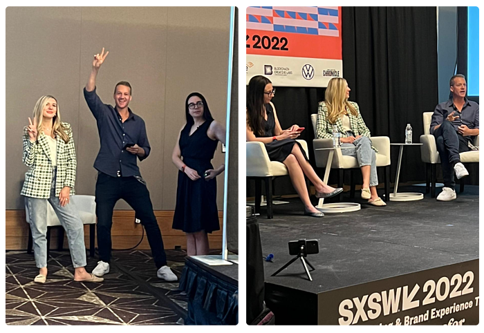 Gauche : (G-D : Kaya Yurieff, Jules Lund et Kerry Flynn) Droite : (G-D : Kerry Flynn, Kaya Yurieff et Jules Lund)