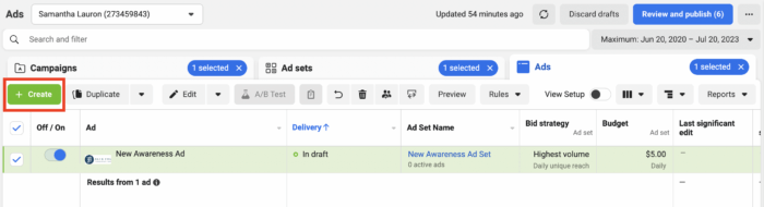 創建 Instagram 廣告的第一步是前往 Facebook 上的廣告管理員。