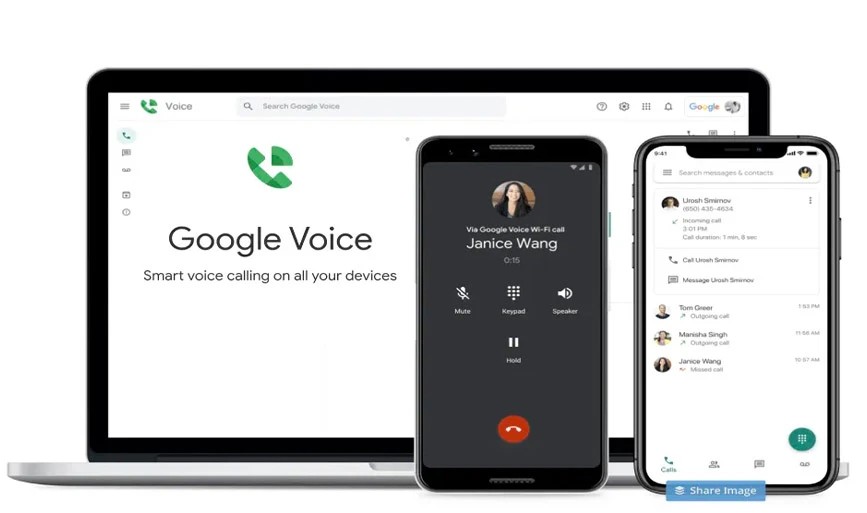 Google Voice-Ansicht für Mobilgeräte und Desktops