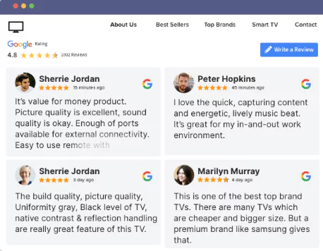 Google-Bewertungen auf der Website