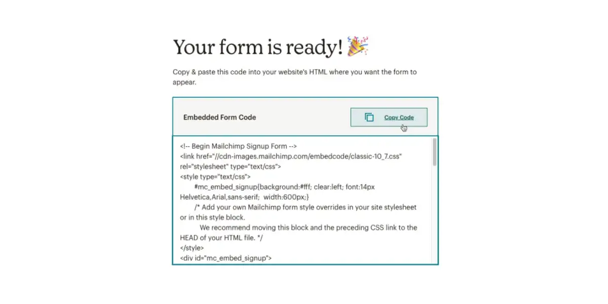 codul-încorporare-mailchimp