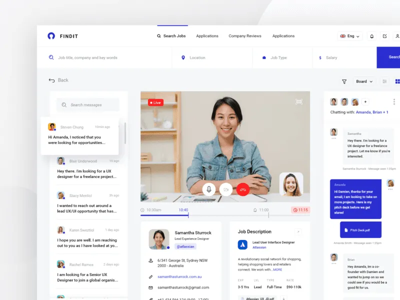 在求职应用程序中通过视频通话进行面试