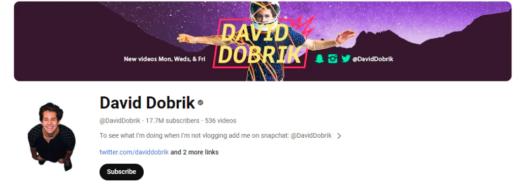 Дэвид Добрик, влиятельный человек на YouTube