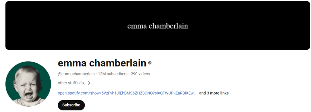 Emma Chamberlain YouTube 영향력자