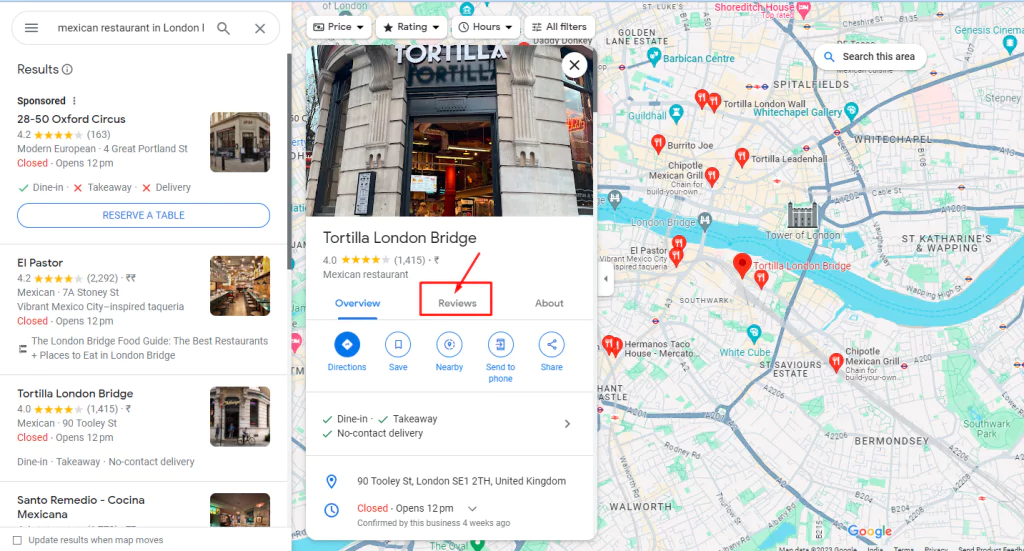 recensioni di google map