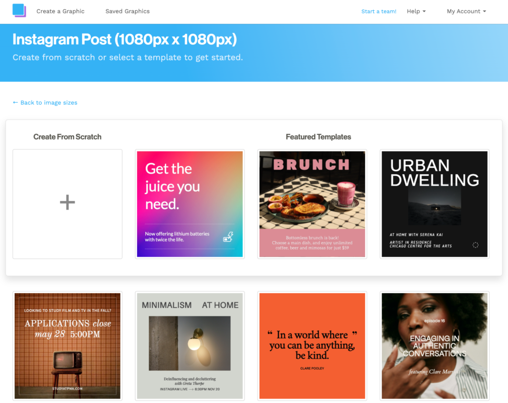 snappa 인스타그램 템플릿