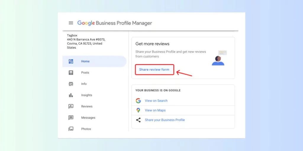 Panel profilu biznesowego Google