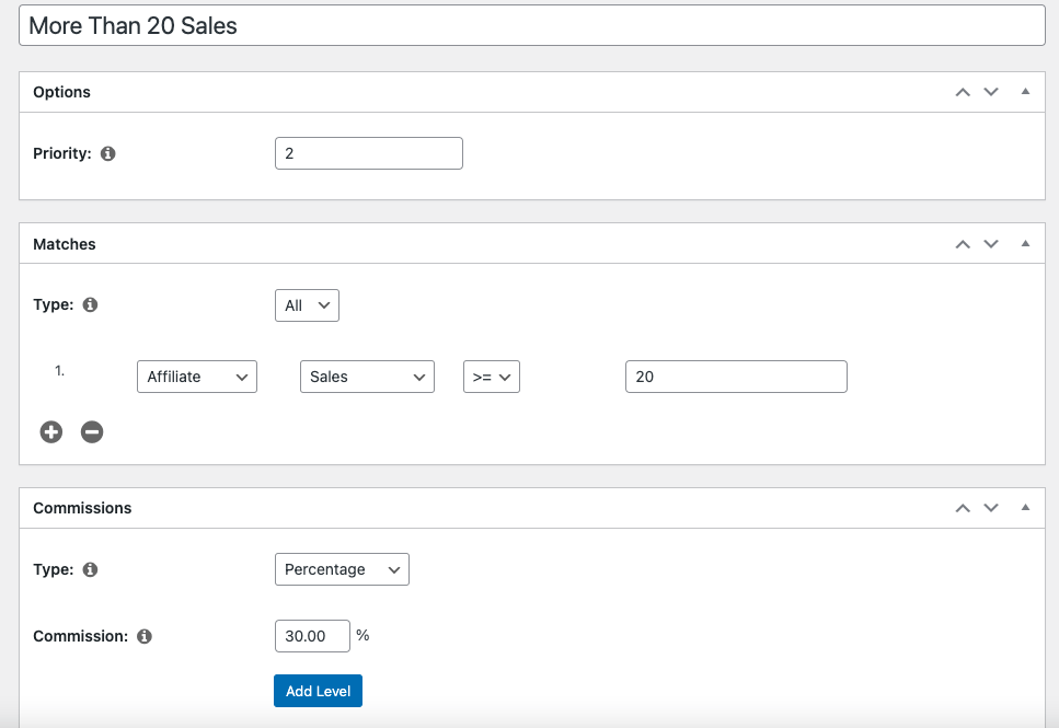 コミッションルールアドオン |簡単アフィリエイト Screenshot demonstrating the Easy Affiliate Commission Rules add-on