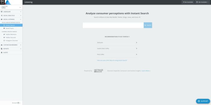 La funzione di ricerca istantanea di Rival IQ è disponibile in Ascolto social.