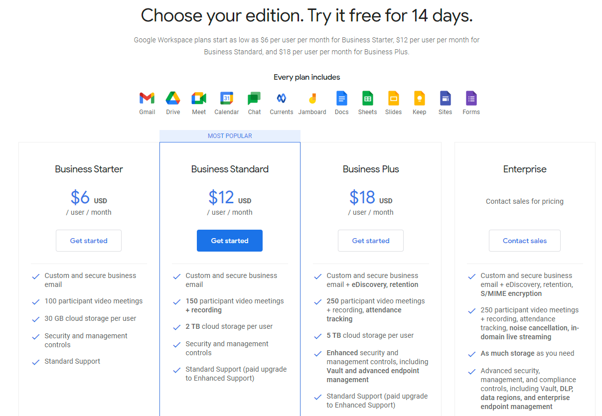 구글 워크스페이스 가격