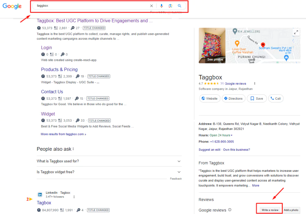 avis google dans la recherche google