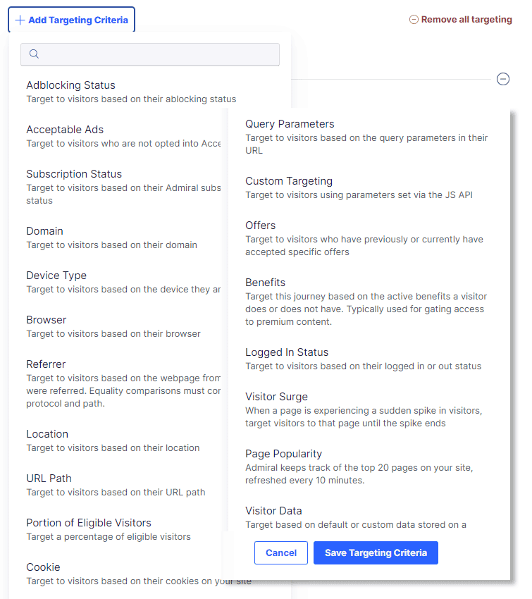 Opțiuni de direcționare pentru paywall-uri dinamice
