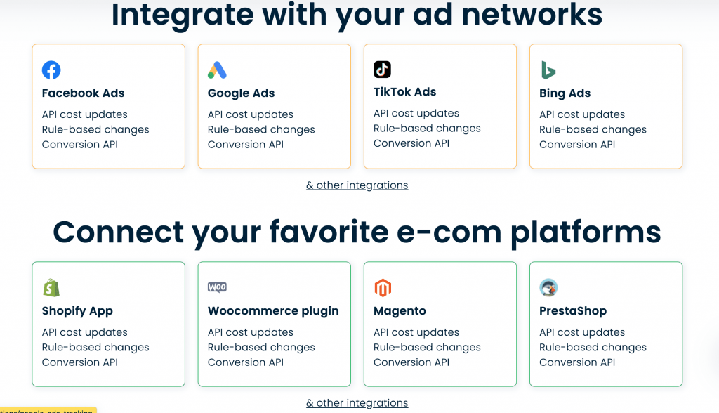 integraciones de comercio electrónico