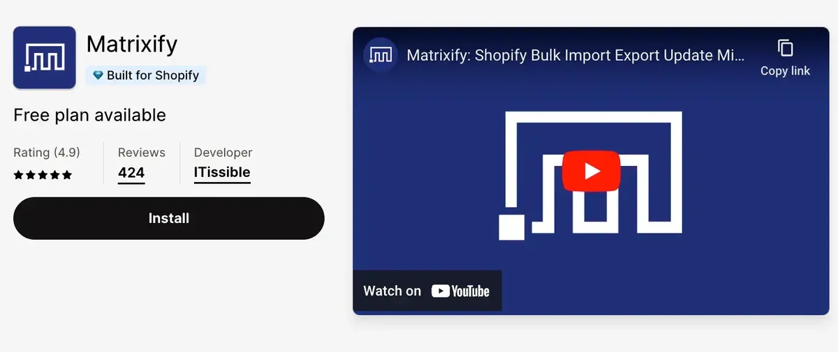 Matrixify-sur-Shopify