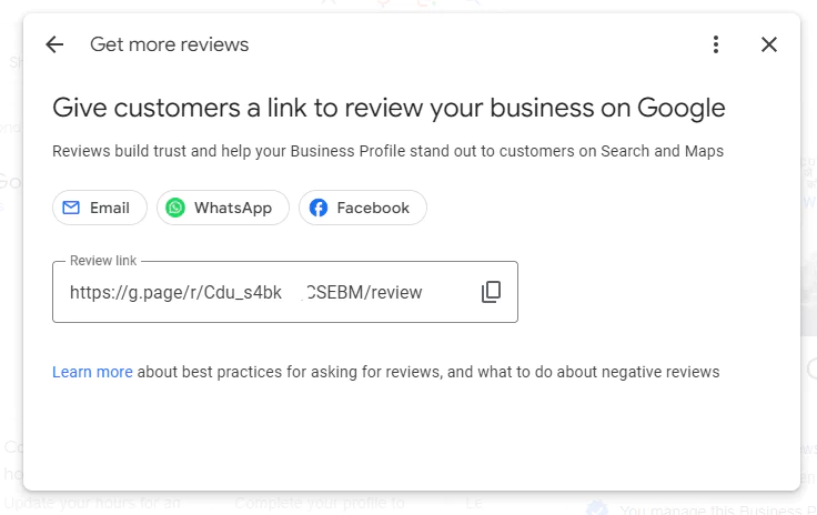 link do recenzji w Google