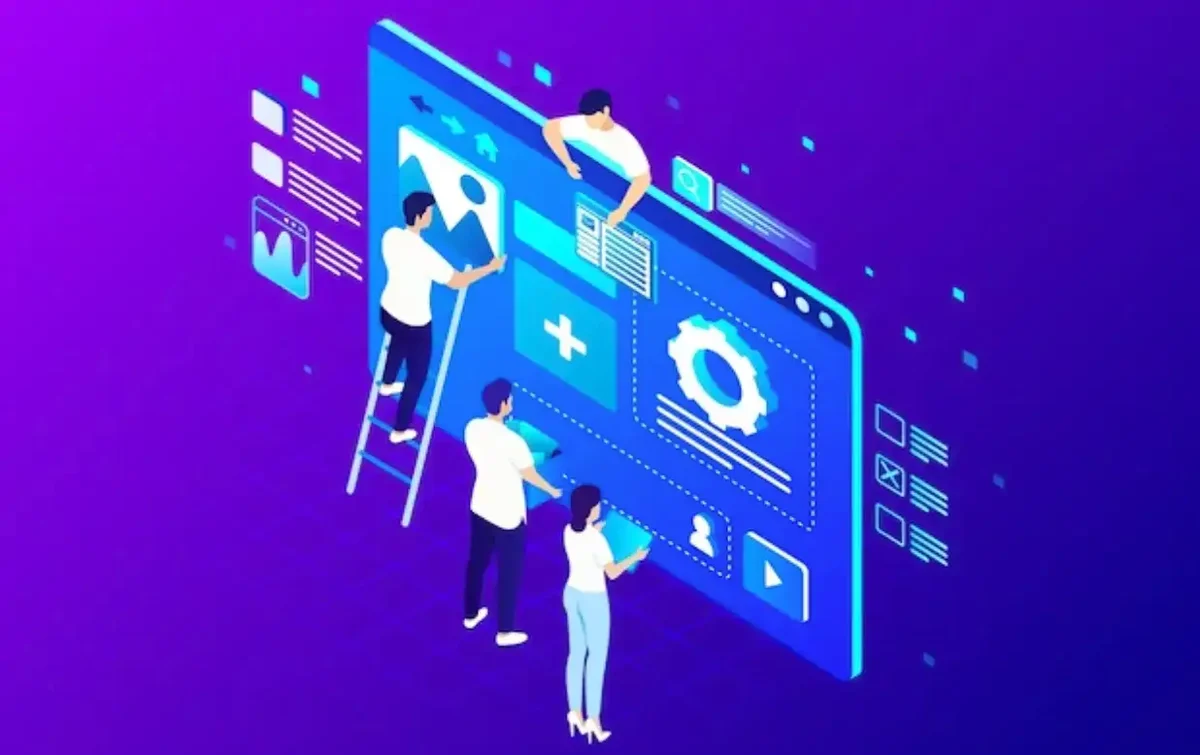 الرسم التوضيحي للأشخاص الذين يعملون على الموقع