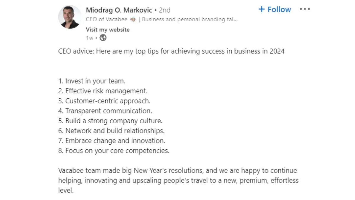 resoluções de empresa de ano novo