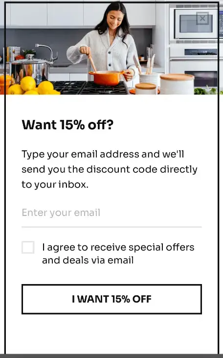 ventana emergente de descuento