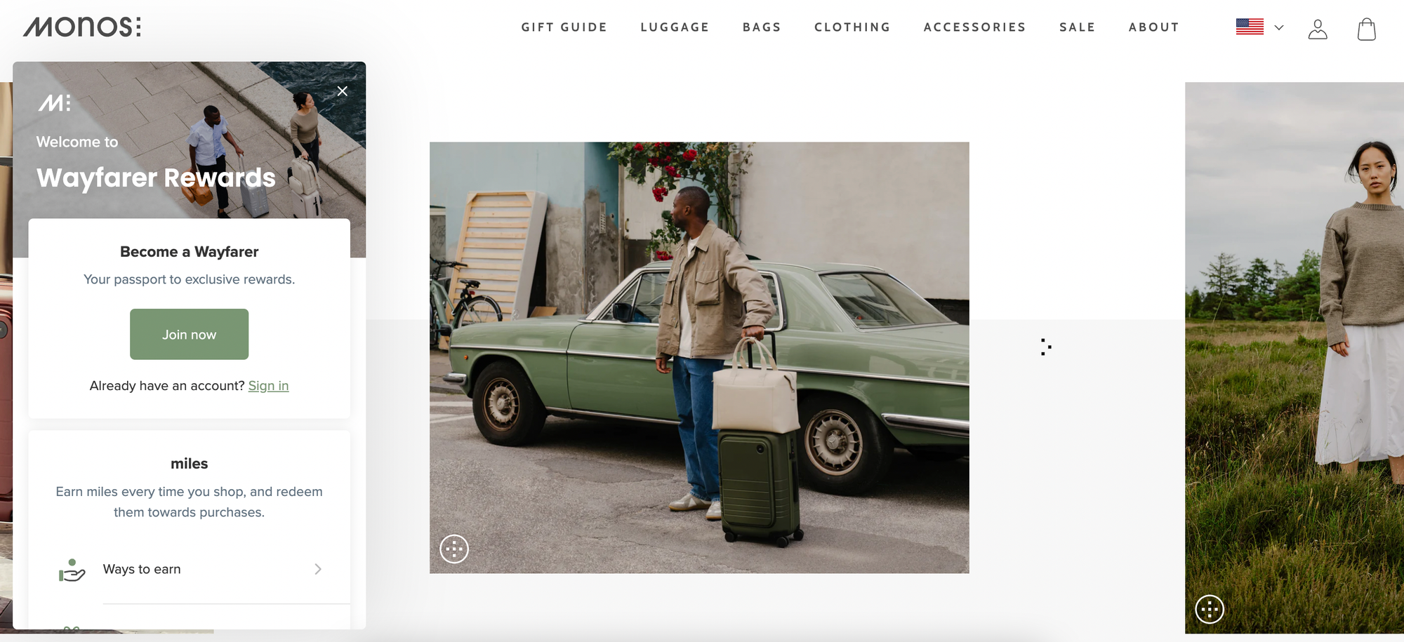 Monos Wayfarer 보상 프로그램 스크린샷