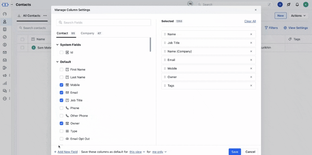 So funktioniert das Hinzufügen eines benutzerdefinierten Felds in Salesmate: Pipedrive vs. Salesmate