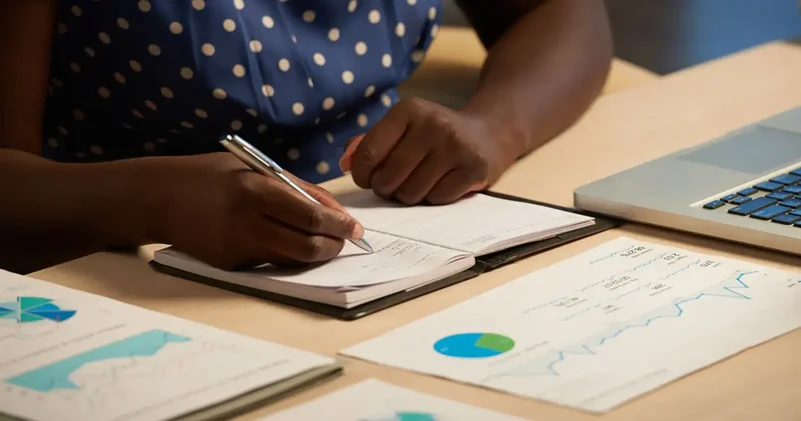 黒人女性が日記を書く