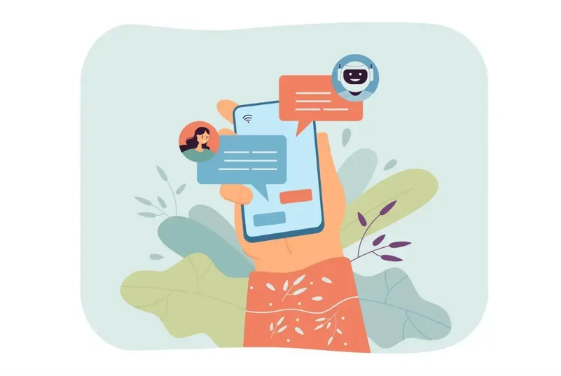 donna-che-chat-con-online-chat-bot-illustrazione-piatta